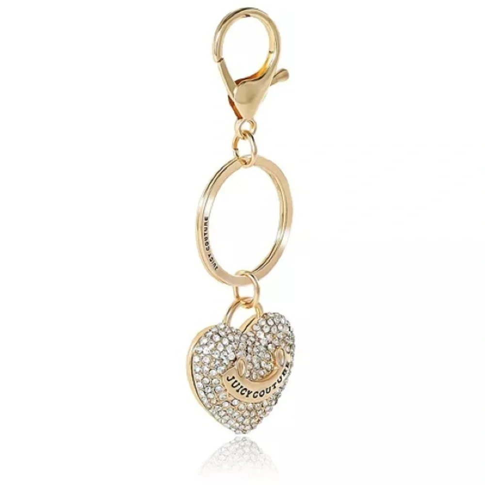 Juicy Couture Gold Pave Heart Purse Charm Keychain